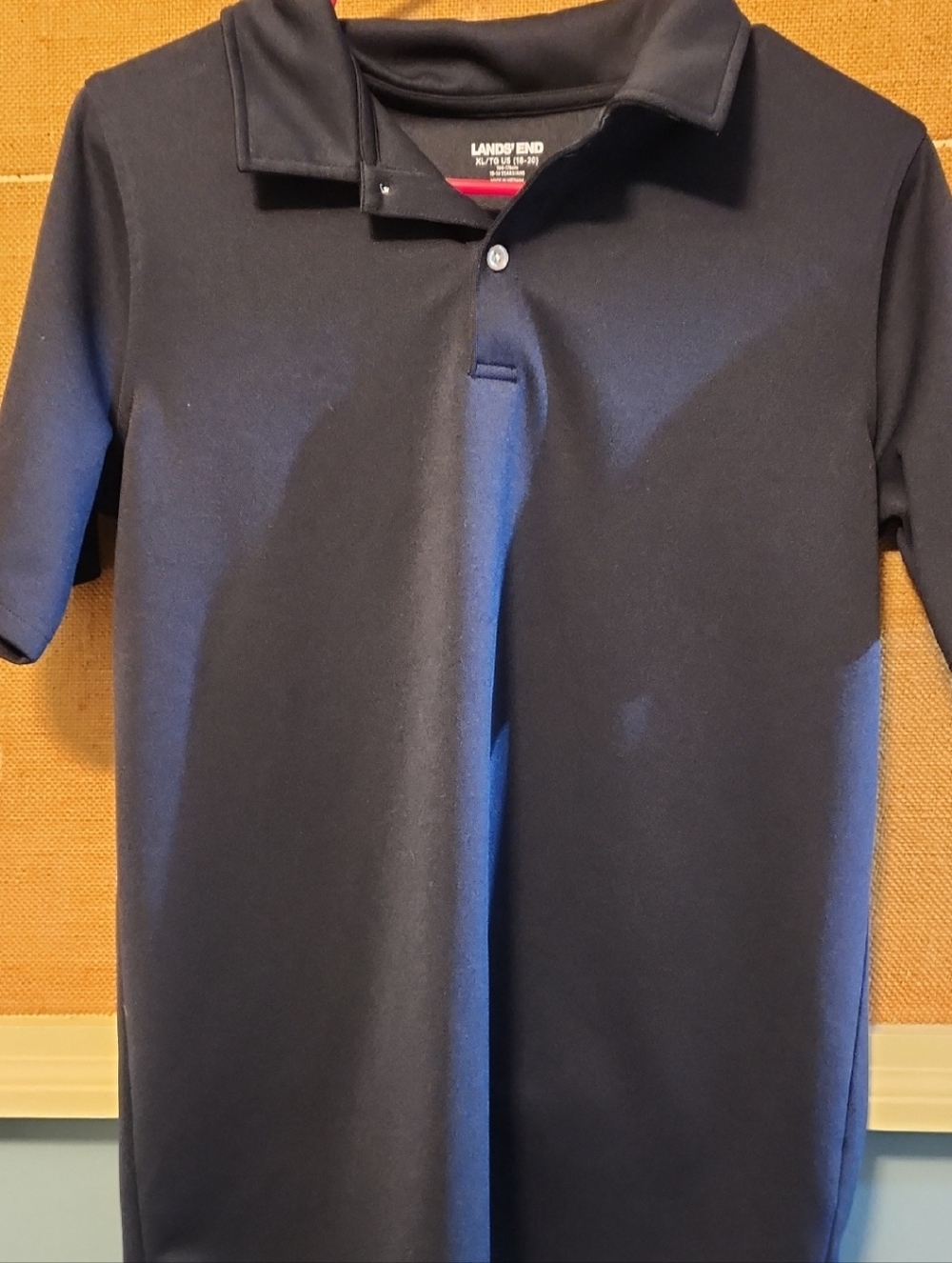 Lands' End Boy's Dark Navy Short-Sleeve Polo
